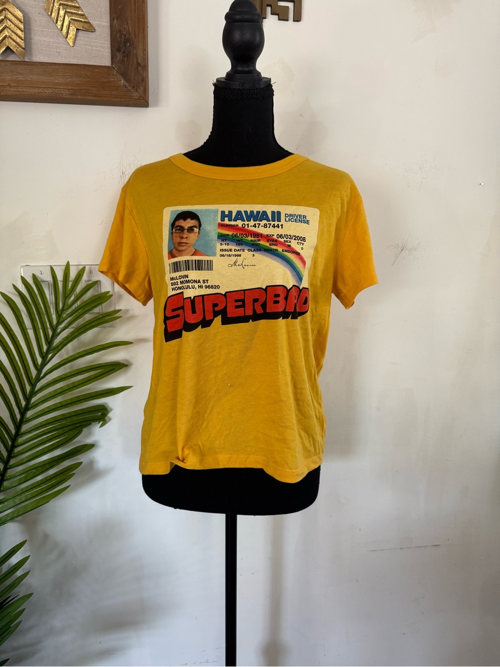 Mighty Fine Yellow SUPERBAD Graphic Short Sleeve Tee